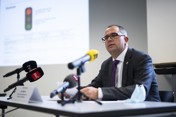 Gesundheitsdirektor Urs Martin an einer Medienkonferenz der Thurgauer Regierung, aufgenommen am Montag, 7. Dezember 2020, in Frauenfeld. Der Kanton intensiviert seine Anstrengungen, um das Coronavirus ...