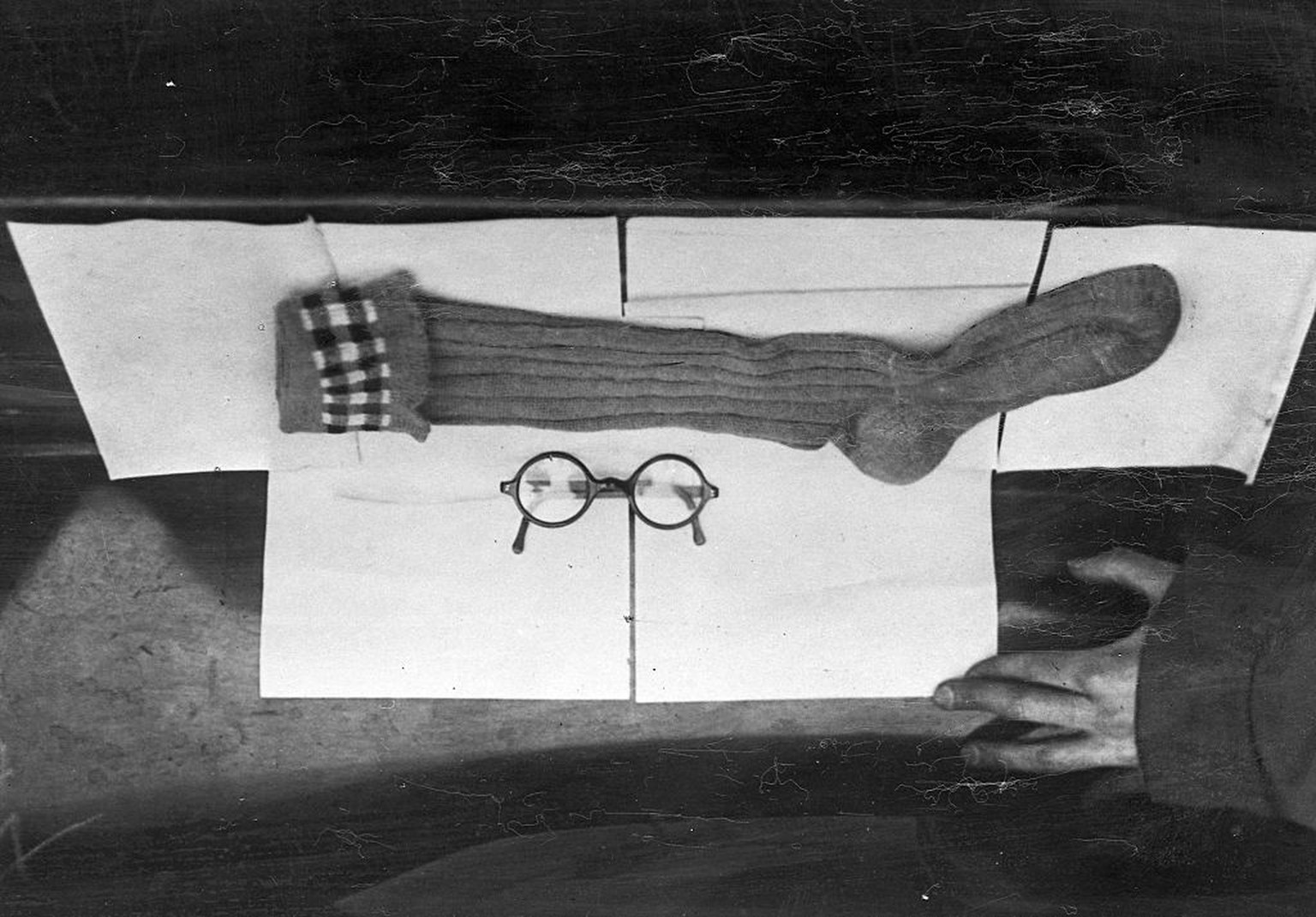 Nathan Leopold Jr. and Richard Loeb, two wealthy students murdered 14-year-old Robert Franks. Evidence sock that was stuffed in the boy&#039;s mouth. (Photo By: /NY Daily News via Getty Images)
