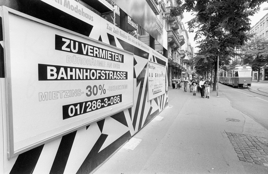 Als Folge der Krise sanken die Mieten sogar an der Zürcher Bahnhofstrasse.