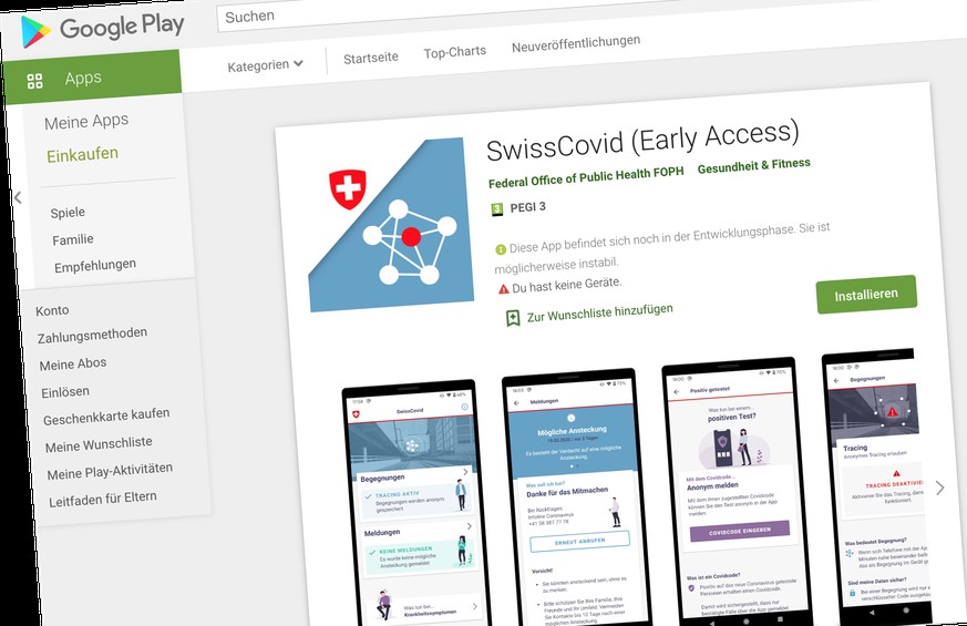 Die Schweizer Corona-Warn-App läuft bereits auf über 5000 Mobilgeräten...