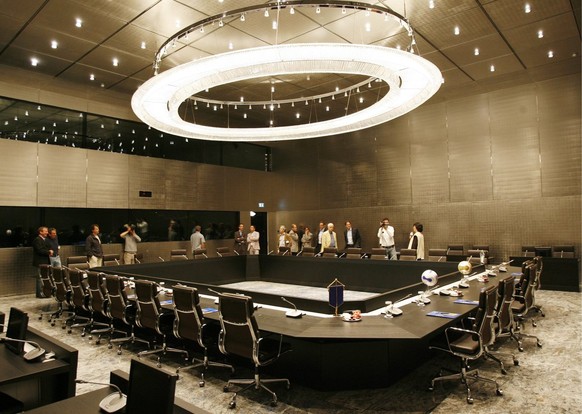 A meeting room in the new FIFA headquarters is shown during the Swiss Press Day in Zurich, Switzerland, Thursday, 26. April 2007. The new FIFA building was presented to Swiss media today. (KEYSTONE/St ...