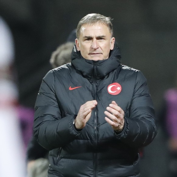 epa09519212 Turkey&#039;s head coach Stefan Kuntz reacts during the FIFA World Cup 2022 qualifiers soccer match between Latvia and Turkey at Daugava Stadium, Riga, Latvia, 11 October 2021. EPA/TOMS KA ...