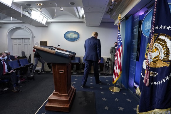 President Donald Trump walks away after speaking at the White House, Thursday, Nov. 5, 2020, in Washington. (AP Photo/Evan Vucci)
Donald Trump