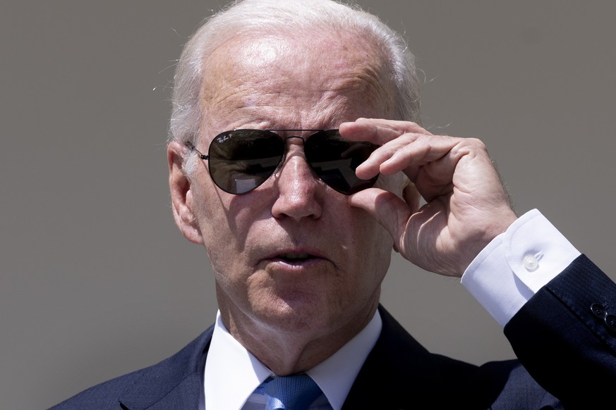 epa10094087 US President Joe Biden delivers remarks in the Rose Garden of the White House during his first public in-person appearance since contracting Covid-19, in Washington, DC, USA, 27 July 2022. ...