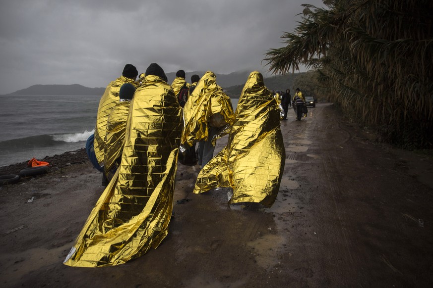 Flüchtlinge, in Griechenland auf Lesbos angekommen. Wohin weiter?<br data-editable="remove">