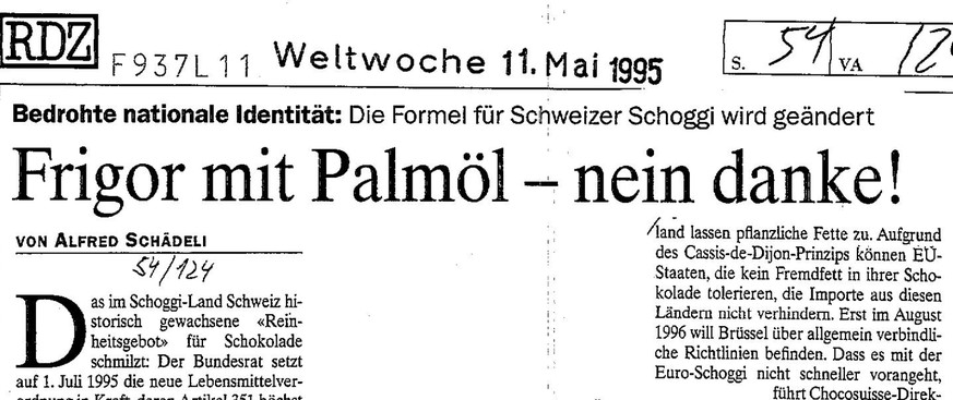 Die Weltwoche war gegen die Zulassung von Palmöl in der Schweizer Schokolade.