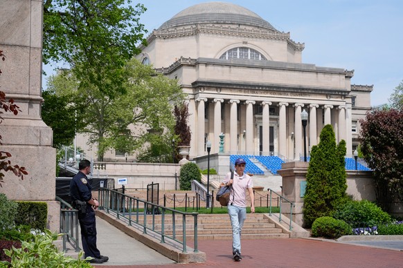 FILE - A New York City police officer keeps watch on the campus of Columbia University in New York, May 6, 2024. (AP Photo/Seth Wenig, File)
Education-Trump-Columbia