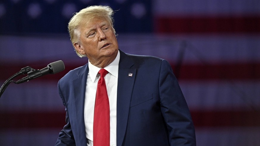 President Donald Trump speaking at the Conservative Political Action Conference CPAC22 in Orlando, Florida on Saturday, February 26, 2022. PUBLICATIONxINxGERxSUIxAUTxHUNxONLY ORP20220226099 JOExMARINO