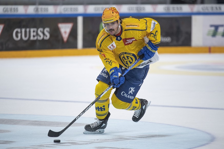 Davos player Matej Stransky, during the preliminary round game of the National League 2022/23 between HC Lugano and HC Davos at the ice stadium Corner Arena, Saturday, October 8, 2022. (Postfinance/KE ...