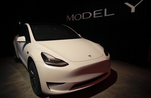 Tesla's Model Y is displayed at Tesla's design studio Thursday, March 14, 2019, in Hawthorne, Calif. The Model Y may be Tesla's most important product yet as it attempts to expand into ...