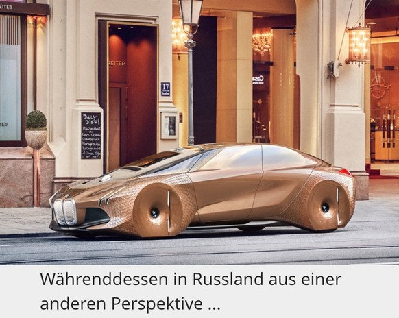 Aus dem Weg, Langeweile! Der Picdump ist da! Juhu
Wohl eher BMW Concept Car in MÃ¼nchen... Oder gibt&#039;s in Russland das MittagsmenÃ¼ jetzt auch in deutscher Sprache inkl. bayerischer SpezialitÃ¤t? ...