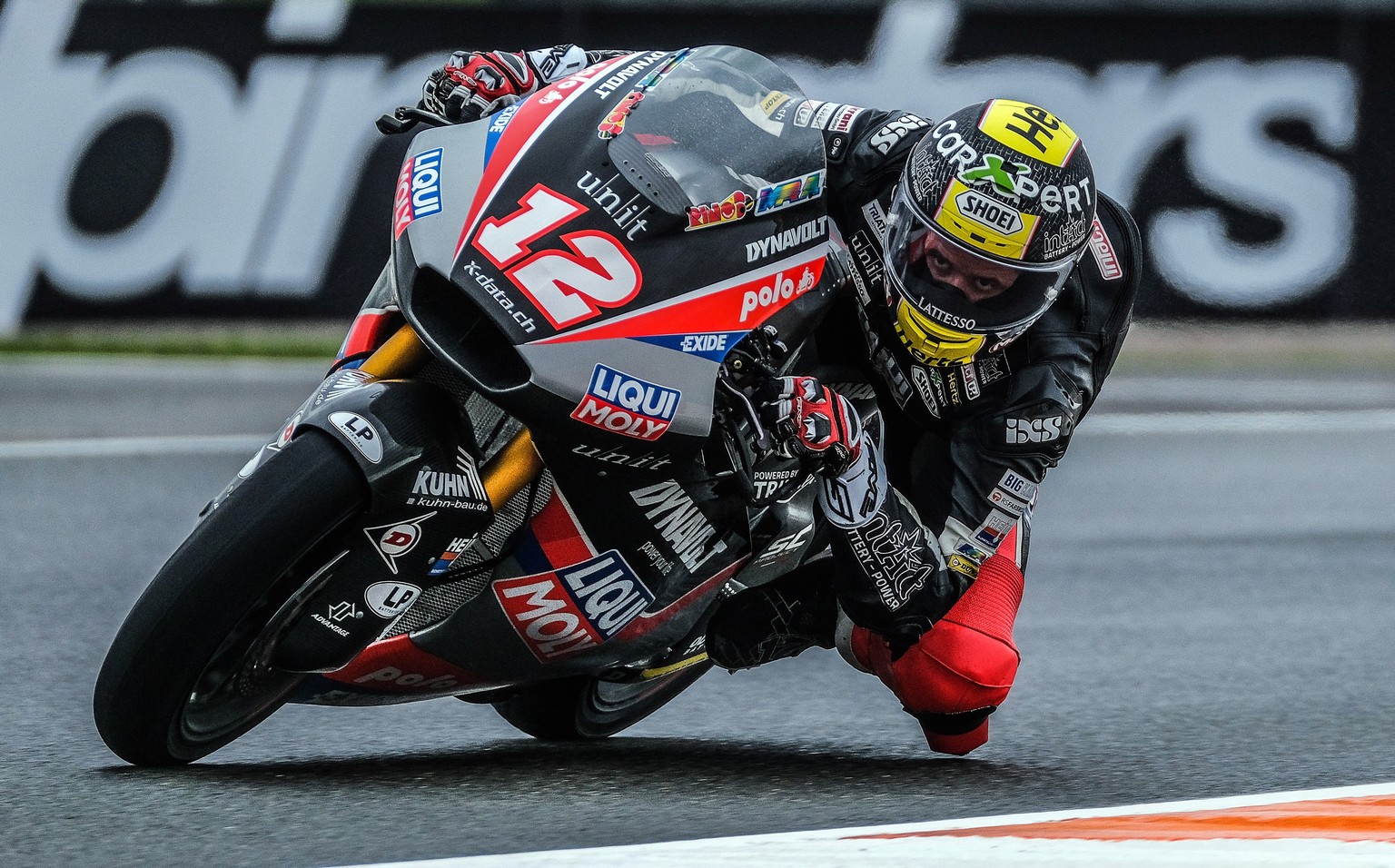 epa08802622 A handout photo made available by Circuit Ricardo Tormo track shows Swiss Moto2 rider Thomas Luthi of Liqui Moly Intact GP team in action during a free practice session of the Motorcycling ...