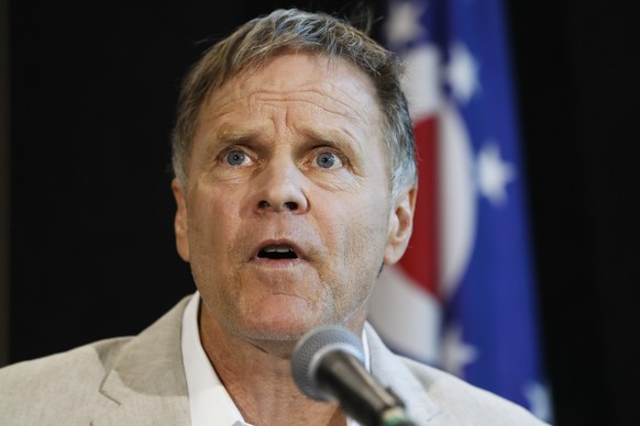 Fred Warmbier, father of Otto Warmbier, a University of Virginia undergraduate student who was imprisoned in North Korea in March 2016, speaks during a news conference, Thursday, June 15, 2017, at Wyo ...
