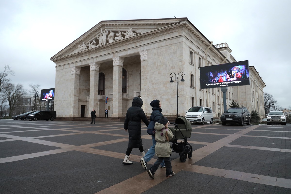 A view of the Mariupol Drama Theatre re-opened its doors for the first time in more than three years, after it was badly damaged during fighting between Russian and Ukrainian forces in Mariupol, Russi ...