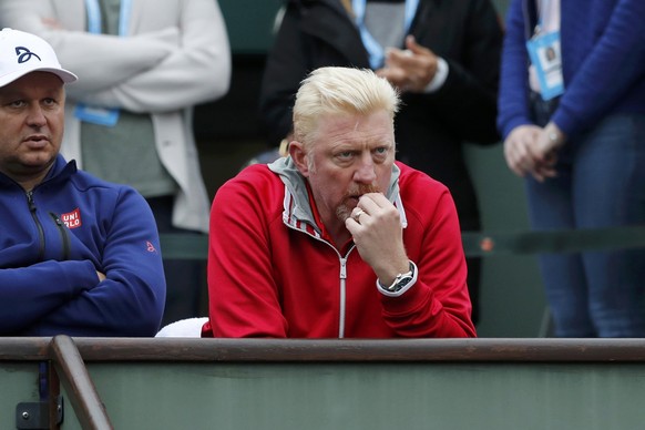 Tennis - French Open Men&#039;s Singles Quarterfinal match - Roland Garros - Novak Djokovic of Serbia vs Tomas Berdych of the Czech Republic - Paris, France - 02/06/16. Novak Djokovics trainer Boris B ...