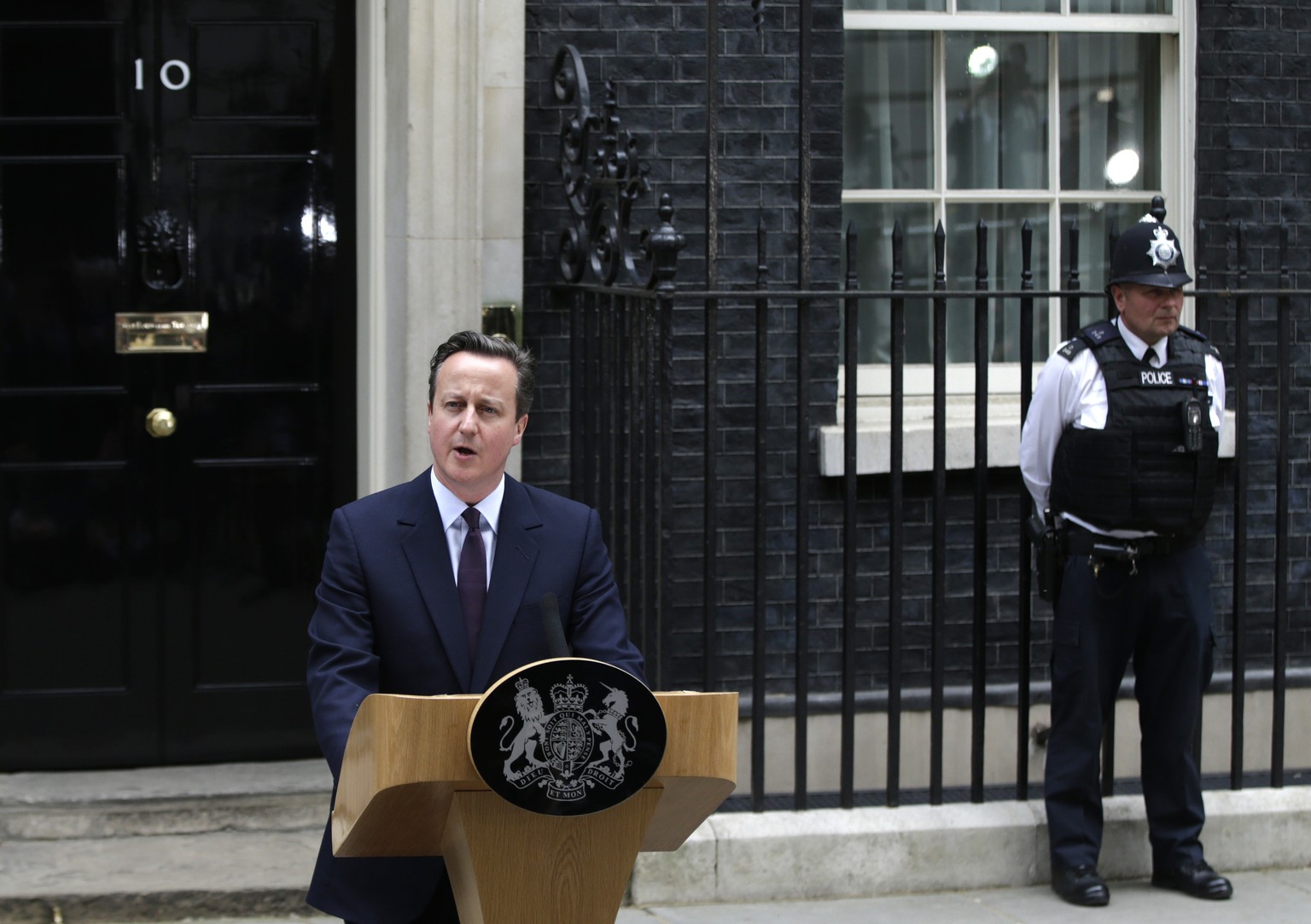 Der britische Premierminister David Cameron hält seine Siegensansprache (08.05.2015)