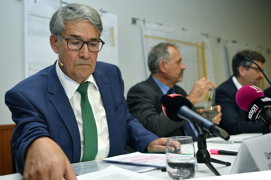 Urs Schwaller, VR - Praesident Post CH AG an der Medienkonferenz Rueckzahlungen im ÇFall PostAutoÈ in Zuerich am Freitag, 21. September 2018. (KEYSTONE/Walter Bieri)