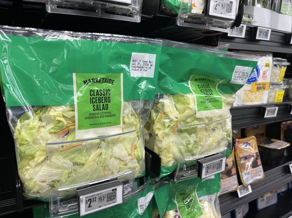 CORAL SPRINGS FL - JULY 24: A general view of iceberg lettuce sits on Walmart shelves as Cyclospora outbreak linked to Taylor Farms iceberg lettuce expands to 4 more states on July 24, 2026 in Coral S ...