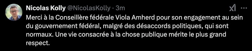 Nicolas Kolly Reaktion Amherd-Rücktritt