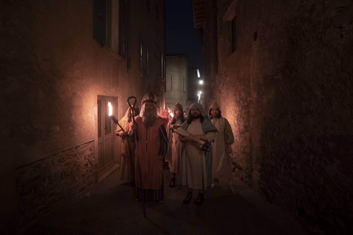 Residents of the Mendrisio region disguised as biblical personalities perform during the procession of Holy Thursday, representing the Passion of Christ to Golgotha, on Thursday, April 18, 2019, in Me ...