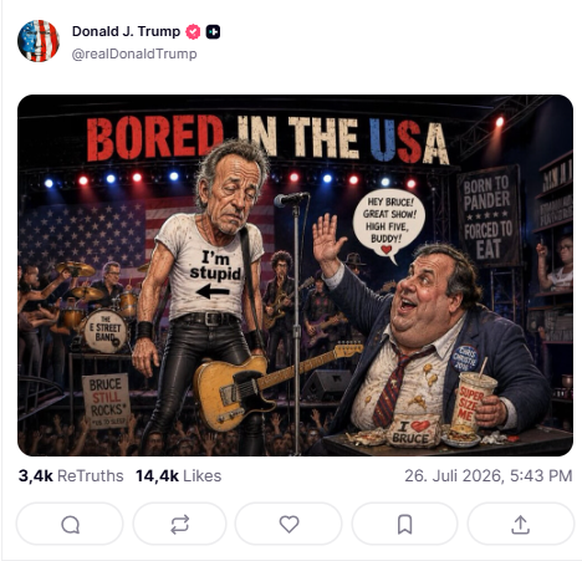 Trump Truthsocial Post: Bruce Springsteen