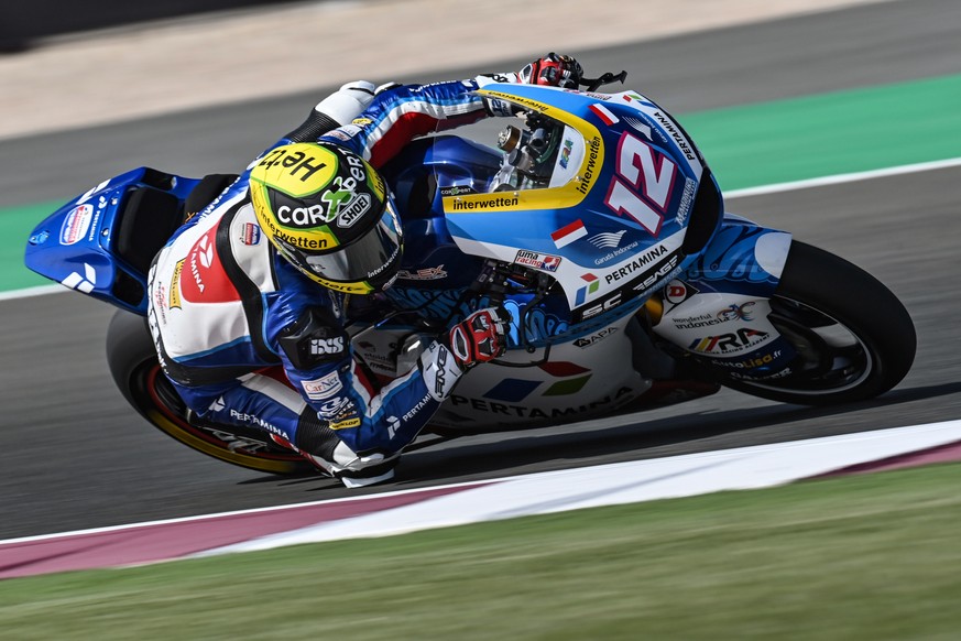 Moto2-Fahrer Tom Luethi beim Qualifying anlaesslich des Moto Grand Prix von Katar 2021 auf dem Losail International Circuit in Losail, Katar, am Samstag, 27. Maerz 2021. (KEYSTONE/Karl Fritz Glaenzel)