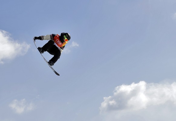 SebastienÂ Toutant, of Canada, jumps during the men&#039;s slopestyle final at Phoenix Snow Park at the 2018 Winter Olympics in Pyeongchang, South Korea, Sunday, Feb. 11, 2018. (AP Photo/Kin Cheung)