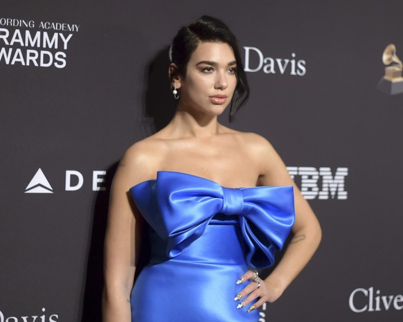 Dua Lipa arrives at the Pre-Grammy Gala And Salute To Industry Icons at the Beverly Hilton Hotel on Saturday, Feb. 9, 2019, in Beverly Hills, Calif. (Photo by Richard Shotwell/Invision/AP)