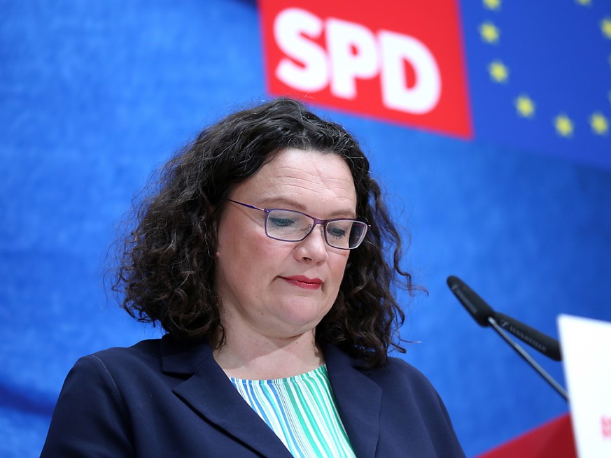 Nach dem Desaster für die SPD bei der Europawahl will sich Partei- und Fraktionschefin Andrea Nahles (im Bild) in der kommenden Woche in der Fraktion vorzeitig zur Neuwahl stellen.