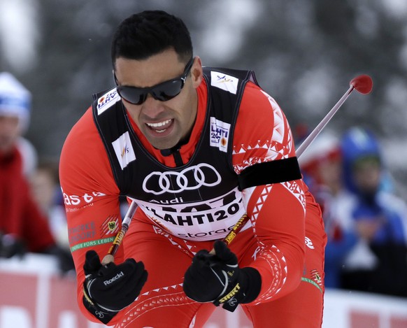 Tonga&#039;s Pita Taufatofua competes in the men&#039;s cross country sprint qualification at the 2017 Nordic Skiing World Championships in Lahti, Finland, Thursday, Feb. 23, 2017. (AP Photo/Matthias  ...