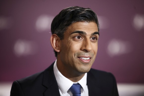 British Prime Minister Rishi Sunak looks on as he addresses the media at the meeting of the Joint Expeditionary Force (JEF) leaders in Riga, Latvia, Monday, December 1.  19, 2022. (Henry Nicholls/Pool P...
