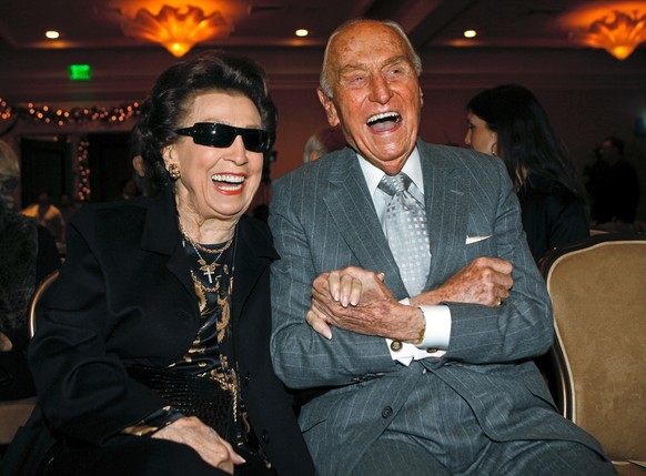 FILE - In this Dec. 12, 2007 file photo, Nancy Sinatra Sr. smiles with Paramount Pictures producer A.C. Lyles, as they attend the unveiling of a 10-ft. image of the Frank Sinatra commemorative postal  ...
