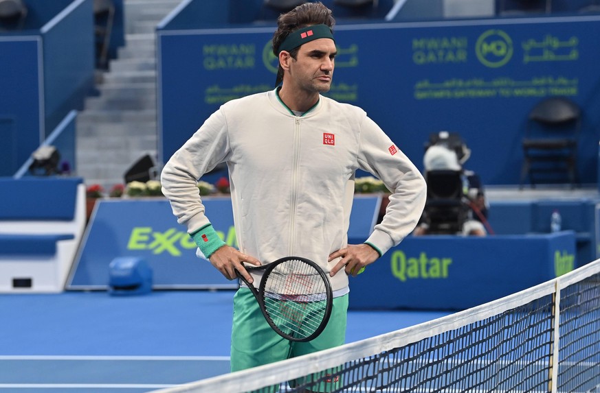 Qatar Exxon Mobil Open 2021 Roger Federer , Switzerland *** Qatar Exxon Mobil Open 2021 Roger Federer , Switzerland