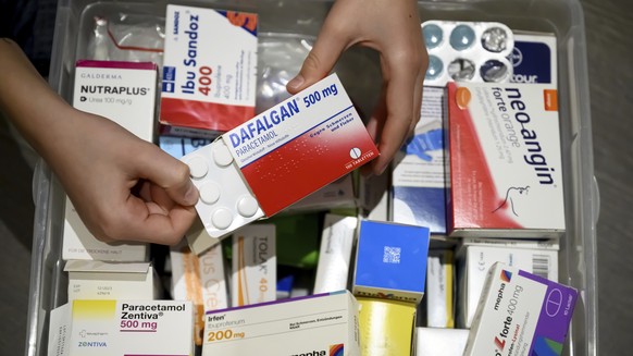 Medication on display at a family pharmacy, in Daillens, Switzerland, Oct. 23, 2024. (Laurent Gillieron/Keystone via AP)
Switzerland US Tariffs
