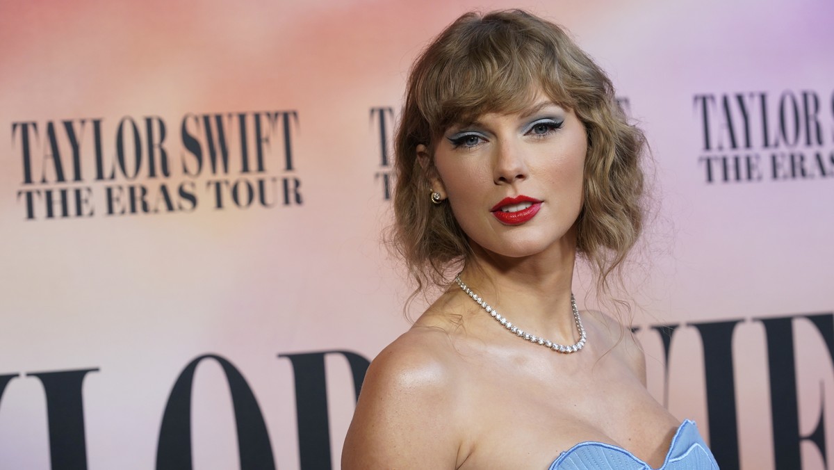 Taylor Swift arrives at the world premiere of the concert film "Taylor Swift: The Eras Tour" on Wednesday, Oct. 11, 2023, at AMC The Grove 14 in Los Angeles. (AP Photo/Chris Pizzello)
Taylor ...