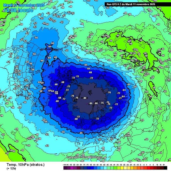 Ein intakter Polarwirbel am 11. November 2025.