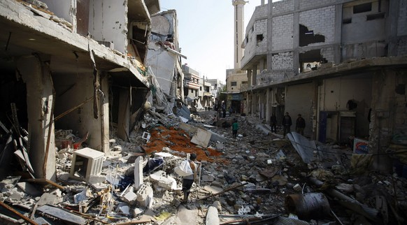 Alles Notwehr? Die von Assads Truppen zerstörte Stadt Hejeira bei Damaskus.&nbsp;<br data-editable="remove">