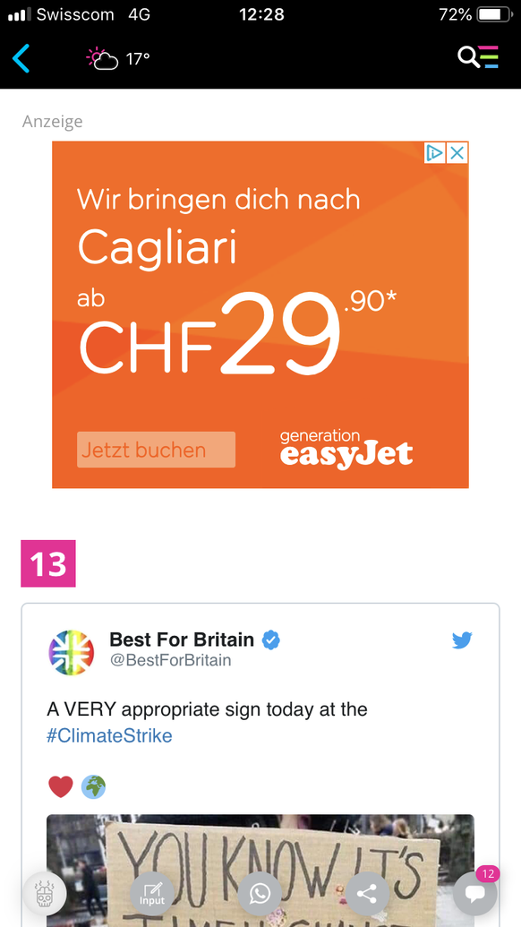 Das sind die 20 lustigsten Schilder der Klimastreikenden
Perfektes Ad Placement in einem Artikel über climate change demos..