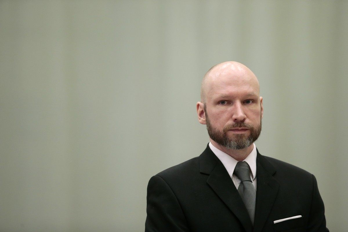 FILE - Convicted mass murderer Anders Behring Breivik looks on during the last day of his appeal case in Borgarting Court of Appeal at Telemark prison in Skien, Norway on Jan. 18, 2017. A decade after ...