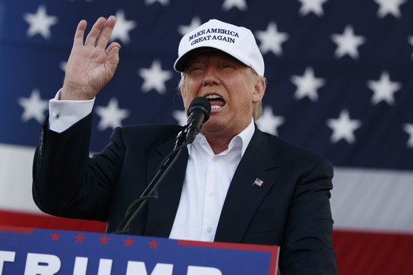 FILE - This is a Wednesday, Nov. 2, 2016 file photo of Republican presidential candidate Donald Trump speaks during a campaign rally in Miami. Russian state-owned media does little to hide its prefere ...