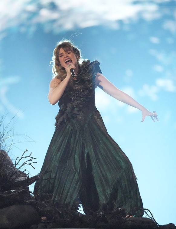 Gate of Norway performs the song Ulveham during the second semi-final at the Eurovision Song Contest in Malmo, Sweden, Thursday, May 9, 2024. (AP Photo/Martin Meissner)
Gate