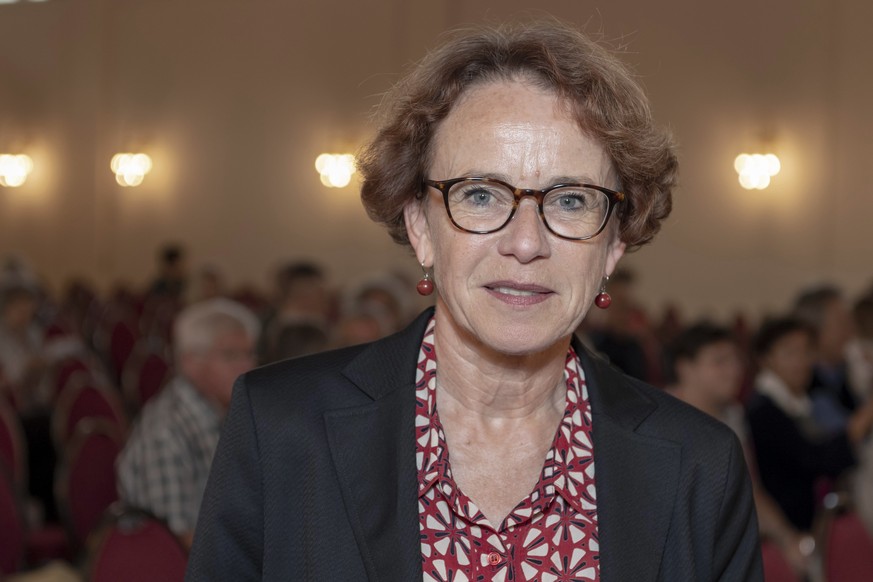 Eva Herzog (SP) vor dem Podiumsgespraech mit den drei Staenderatskandidatinnen des Kantons Basel-Stadt in Riehen, am Montag, 2. September 2019. (KEYSTONE/Georgios Kefalas)