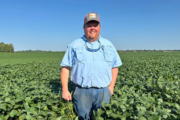 Kentucky Farmer Caleb Ragland stands in one of his soybean fields in Magnolia, Ky., Sept. 12, 2025. (AP Photo/Dylan Lovan)
US China Soybean Farmers