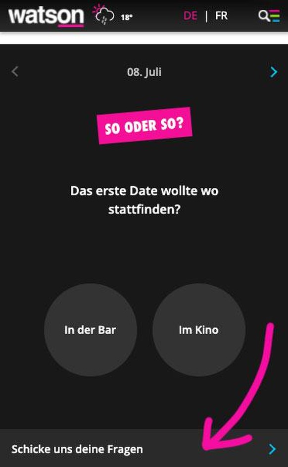 Eingeloggte User finden das Input-Formular am Ende des «So oder so?»-Tools