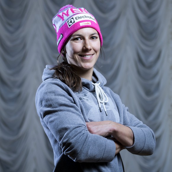 epa06374495 Wendy Holdener from Switzerland during the Swiss-Ski federation press conference at the FIS Alpine Ski World Cup in St. Moritz, Switzerland, 07 December 2017. EPA/JEAN-CHRISTOPHE BOTT