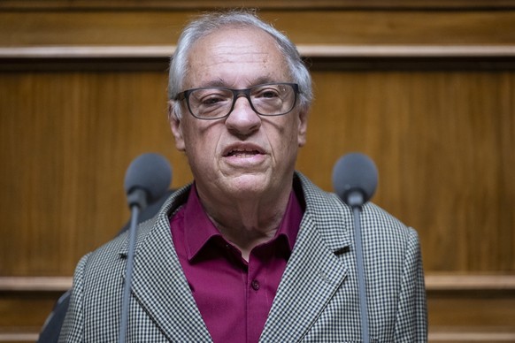Christian Lohr, middle TG, addresses the Grand Chamber at the summer session of the federal councils, on Tuesday, June 13, 2023 at the National Council in Bern.  (KEYSTONE/Alessandro della Valle)