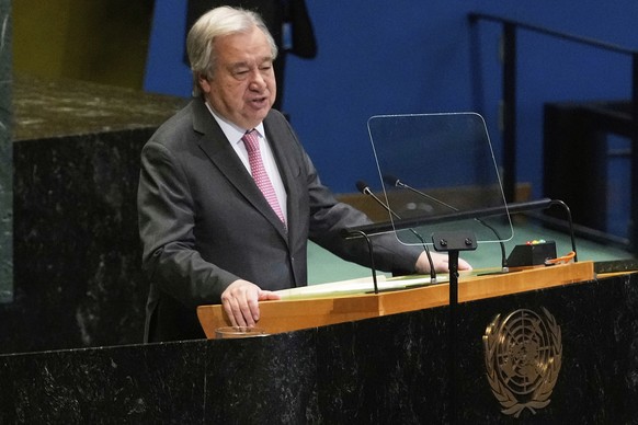 FILE - U.N. Secretary General Antonio Guterres addresses the United Nations General Assembly, June 2, 2025. (AP Photo/Richard Drew)
United Nations 80th Anniversary Things to Know