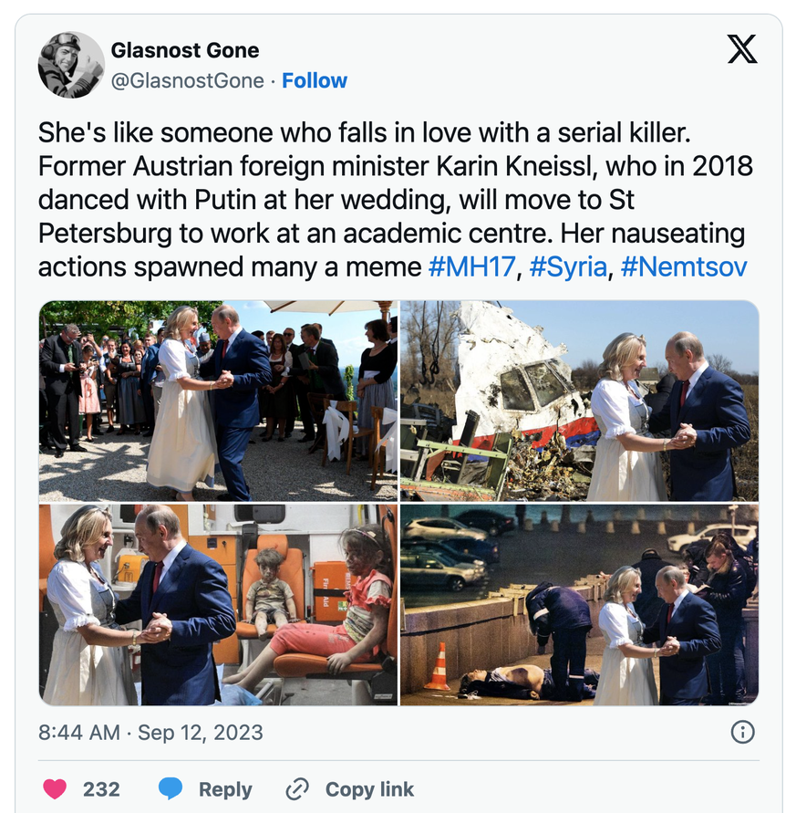 Ihr «ekelhaftes Verhalten» habe viele Memes hervorgebracht, heisst es im Posting.
