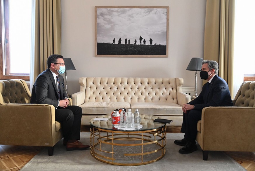 Der ukrainische Aussenminister Dmytro Kuleba mit seinem amerikanischen Amtskollegen Antony Blinken bei einem Treffen am Mittwoch. 