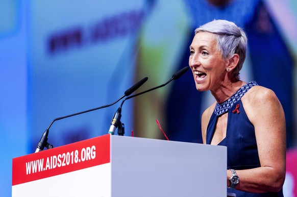 epa06906712 Professor of Medicine and Chief Operating Officer of the Desmond Tutu HIV Foundation Linda-Gail Bekker speaks during the official opening of AIDS2018, the 22nd international conference on  ...